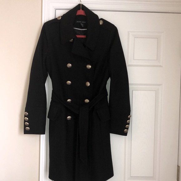 60%wool black trench coat size m